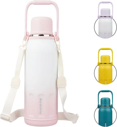 Vista 19 de BJPKPK - Botellas de agua termoaisladas de 27 onzas con tapa y asa de transporte, botellas de agua de acero inoxidable libres de BPA para la Verde
