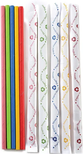 Vista 3 de Norpro Pajitas de papel, envueltas individualmente (paquete de 100), 100% biodegradables, varios
