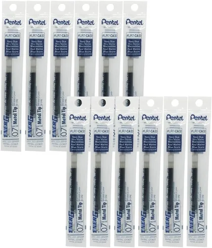 Vista 17 de Pentel - Tinta de recarga para bolígrafo de gel líquido EnerGel, (0.7mm), punta de metal, tinta negra, caja de 12 (LR7-A)