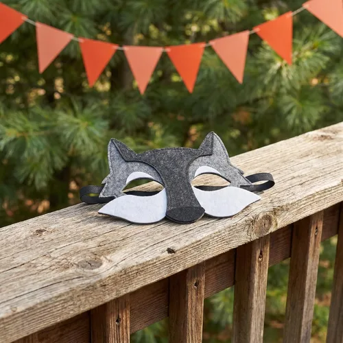 Vista 8 de Toyvian 3 máscaras de lobo de fieltro de animales de media cara máscara de disfraz decoración de disfraces regalos de fiesta para niños que usan gris