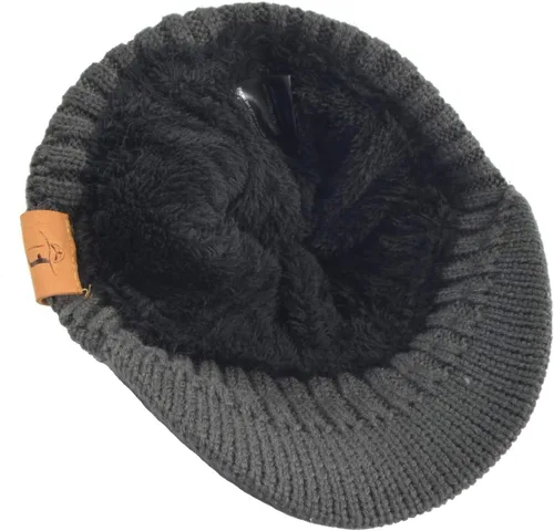 Vista 4 de Ruphedy Gorro para hombre con ala de invierno de punto grueso polar visera Beanie con Bill B5042