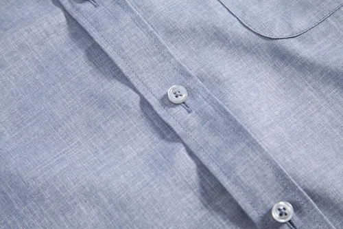 Vista 4 de Camisas de manga larga con cuello de banda (cuello mandarín) para hombre con bolsillo