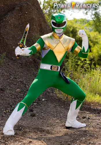 Vista 2 de Disfraz de Power Ranger verde para adultos, traje clásico de Tommy Oliver