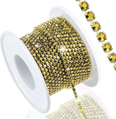 Vista 18 de Dowarm Cadena de cierre de diamantes de imitación de cristal de 10 yardas de 0.079 pulgadas para coser Crocs zapatos, ropa, vasos, cadena de Azul