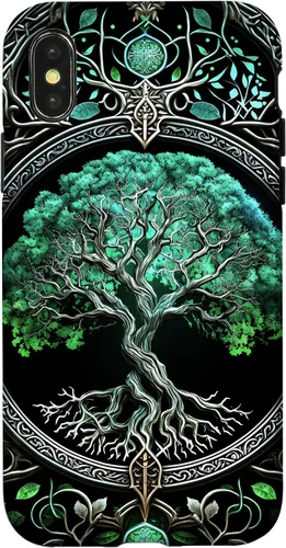 Vista 5 de Tree of Life Yoga Spiritual Celtic Viking Green Black Case for iPhone 17