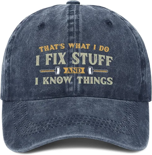 Vista 14 de I Fix Things Hat, I Fix Stuff and Know Things Sombrero para hombres, Thats What I Do I Fix Stuff Hat, Hat I Fix Stuff 8 (negro)