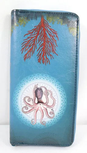 Vista 4 de Ocean Dream Mystic Octopus Deep Sea Paradise Art - Cartera grande, Cartera con cremallera