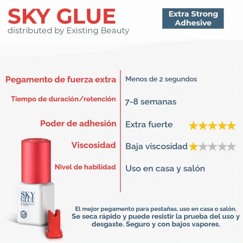Vista 4 de Sky Glue S+ - Pegamento para extensión de pestañas, 1-2 segundos, secado