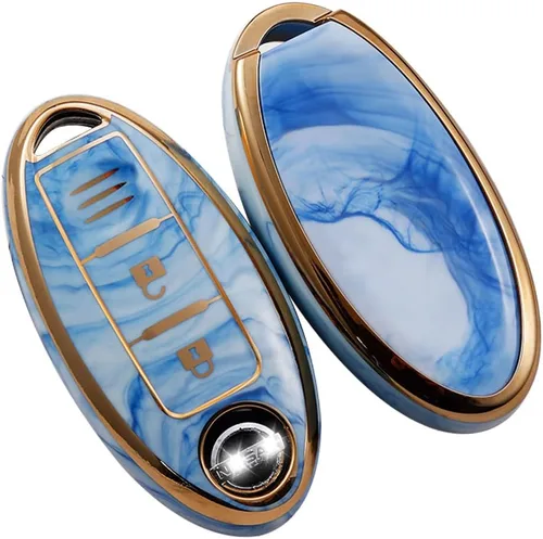 Vista 3 de ontto Funda para llave de coche para Nissan con protección completa, color azul, Azul