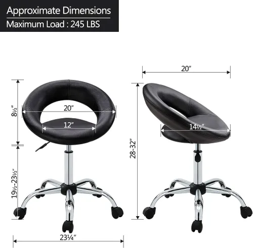 Vista 3 de DUHOME Taburete de trabajo WY-171XF Crescent Silla giratoria ajustable con ruedas (negro)