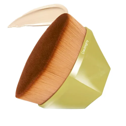 Vista 9 de Brochas de maquillaje Kabuki con punta plana y hexagonal para base, colorete, polvo líquido, base con estuche protector adicional (negro)