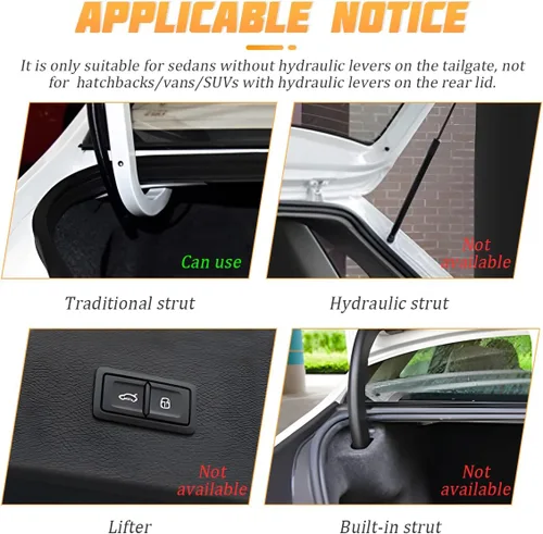 Vista 4 de Muelle de metal para maletero de coche, 2 piezas ajustables, muelle de elevación automática para maletero, accesorio universal de elevación en acero
