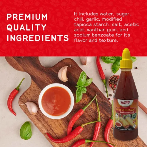 Vista 4 de Shirakiku Salsa de chile dulce – Chile tailandés de sabor dulce y picante sin OMG, salsa de botella exprimible con tapa giratoria, ideal