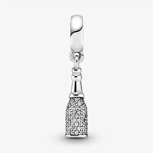Vista 6 de PANDORA Joyería botella de vino espumoso colgante colgante zirconia cúbica encanto en plata de ley, Metal Esmalte, Circonita Cúbica