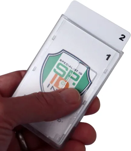 Vista 7 de Specialist ID - Soporte para tarjetas de doble cara resistente, capacidad para 2 tarjetas, vertical de policarbonato, insignias de plástico duro