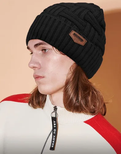 Vista 38 de Loritta Gorro de invierno cálido de punto grueso y holgado para hombre