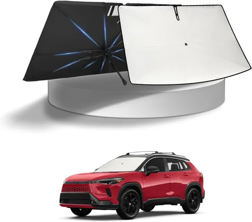 Vista 173 de KUST - Parasol plegable para parabrisas para BMW X1 E84, accesorios 2011 2012 2013 2014 2015, protector de visera de sol ajustable que bloquea