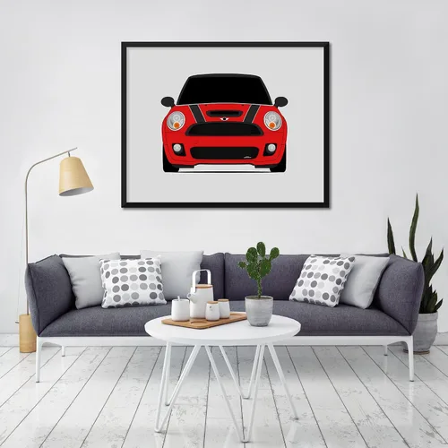 Vista 8 de Custom Car Posters Póster hecho a mano compatible con Mini Cooper R56 JCW (2009-2014) de 2ª generación, decoración de pared de John Cooper Works