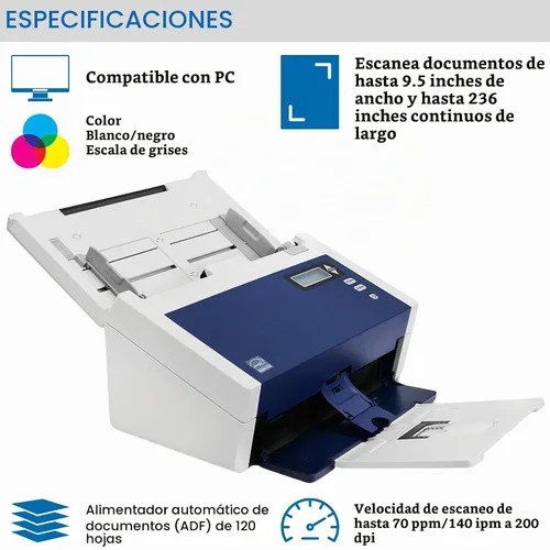 Vista 3 de Xerox DocuMate 6460 - Escáner de documentos dúplex para PC, alimentador automático de documentos