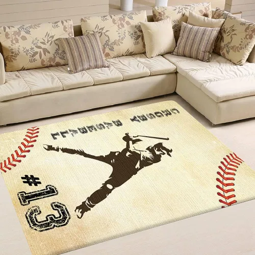Vista 4 de Alfombra deportiva para jugador de béisbol, alfombra deportiva para dormitorio, 2 x 3, 3 x 5, 4 x 6, 5 x 8, antideslizante, para pasillo, deportes
