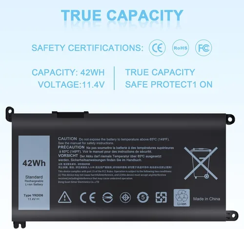 Vista 5 de IEFUU Batería YRDD6 compatible con Dell Inspiron 3493 3583 3584 3593 5485 5481 5482 5491 5493 5593 3582 5585 5590 5591 5594 5598 7586 3793 5480 3310