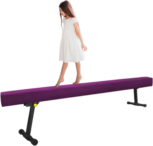 Vista 7 de Wesky Viga de equilibrio ajustable, equipo de gimnasia de viga de piso alto y bajo, haz de gimnasia profesional para niños, entrenamiento en casa