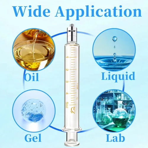 Vista 4 de 2 paquetes de jeringas de vidrio con tapas de 5 ml para laboratorio