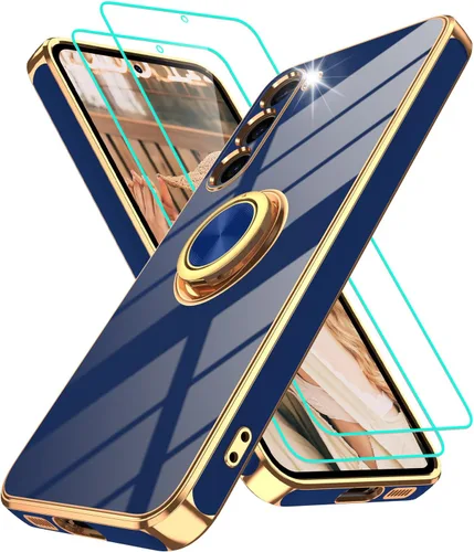 Vista 242 de Funda para Motorola Moto G 5G 2024: Funda Moto G Play 5G 2024 con 2 piezas de protectores de pantalla, soporte de anillo de rotación de 360°