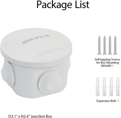 Vista 9 de LeMotech - Caja de derivación universal de plástico ABS resistente al polvo, resistente al agua, IP65, color blanco