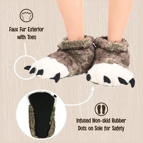 Vista 5 de Lazy One - Pantuflas con diseño de garra de animal para niños y adultos disfraz divertido para niños cálidas pantuflas peludas