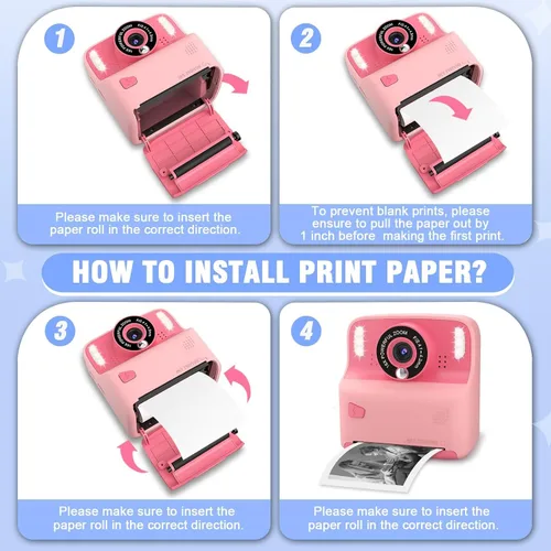 Vista 5 de Amzelas 12 rollos de papel de impresión instantánea térmica blanco y negro