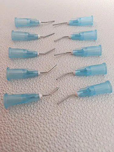 Vista 4 de 100pcs PRE Bent Flow Aguja Puntas Azul Claro 22 Calibre para Etch Dental GD