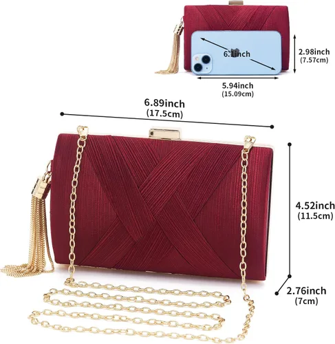 Vista 3 de Bolso de mano para mujer, bolso de noche con flecos, bolso de mano para mujer, bolso de mano de boda, bolso de mano con cadena, bolso cruzado