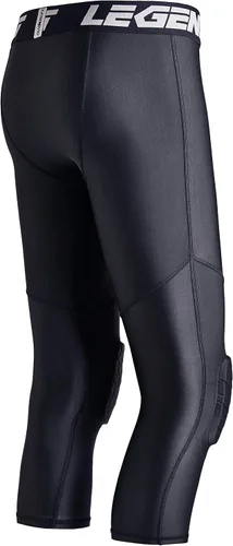 Vista 2 de Youth Kids Pants with Knee Pads Basketball Compression 34 Capri Padded Leggings Sport Tights Boys Girls