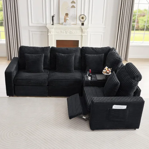 Vista 7 de RARZOE Sofá modular modular sin brazos, sofá modular, 2 sillas sin brazos, asientos de módulo medio para sala de estar, sofá modular seccional