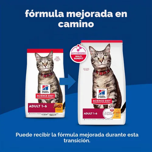 Vista 2 de Hill's Science Diet Alimento seco para gatos adultos 1-6 # 1 recomendado por veterinarios, receta de pollo, 4 libras. Bolsa