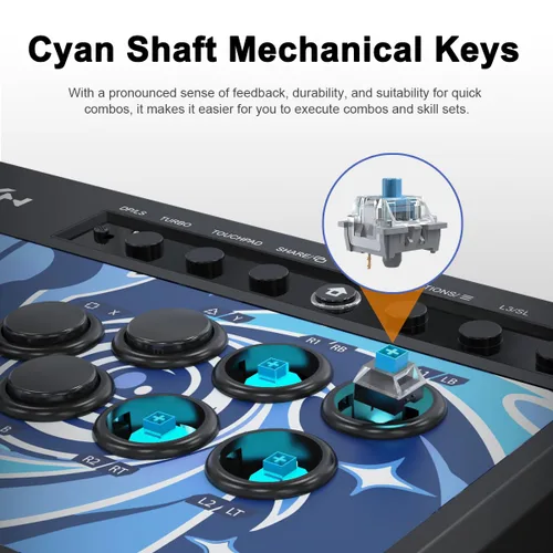 Vista 5 de PXN Arcade Fight Stick, 008 Street Fighter Arcade Game Fighting Joystick with USB Port, with Turbo & Audio Functions, Suitable for Xbox One, Xbox