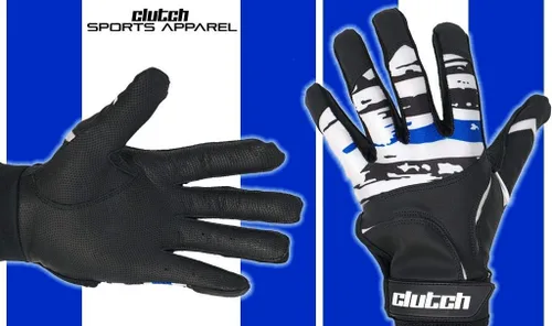 Vista 7 de Guantes Clutch Sports Apparel para batear en béisbol y sóftbol con bandera americana, buen agarre y ajuste de dedo, malla de alto rendimiento
