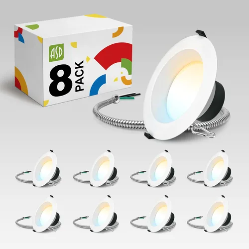 Vista 23 de ASD Downlight LED comercial sin lata de 4 pulgadas, iluminación ajustable de potencia de 7/10/13W, lámpara de techo empotrable redonda regulable, 5