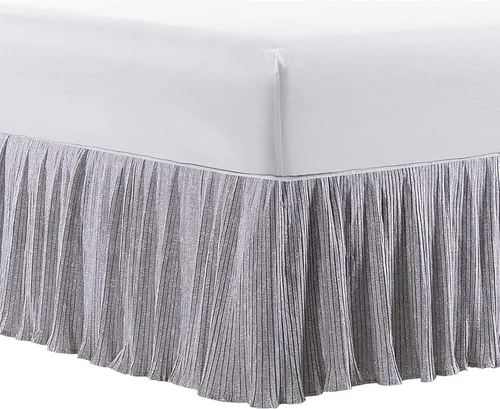 Vista 9 de Home Soft Things Falda de cama plisada de microfibra, diseño elegante envolvente de microfibra sólida con caída de 18 pulgadas, ropa de cama