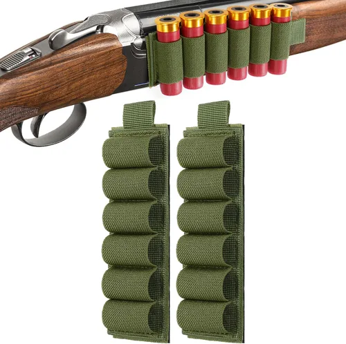 Vista 11 de FRTKK Paquete de 2 Portadores Tácticos de Cartuchos de Escopeta para Culata para Rifles, Portador de Munición de Cartuchos Molle para Calibre 12/20