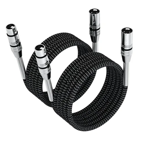 Vista 8 de FIBBR Cables XLR 1M/3 pies, cable de micrófono trenzado de nylon XLR macho a hembra de alta resistencia, cable de micrófono balanceado compatible