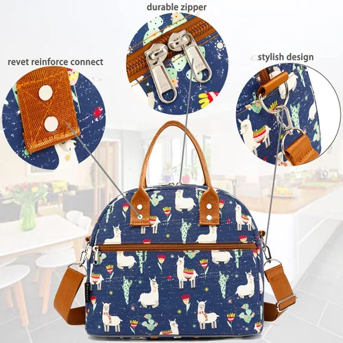 Vista 5 de FlowFly Fiambrera térmica con correa de hombro y asas para mujer, hombre y niños, amplia y reutilizable, congelable, bolso organizador de alimentos