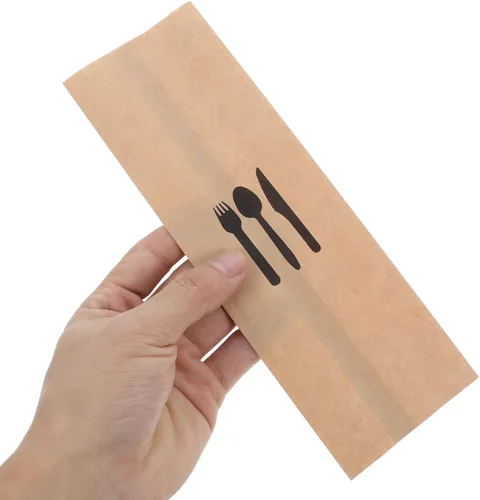 Vista 5 de DOITOOL 100 bolsas de cubiertos de papel kraft, fundas de utensilios de estraza para cubiertos, bolsas de bolsillo para cocina, soporte