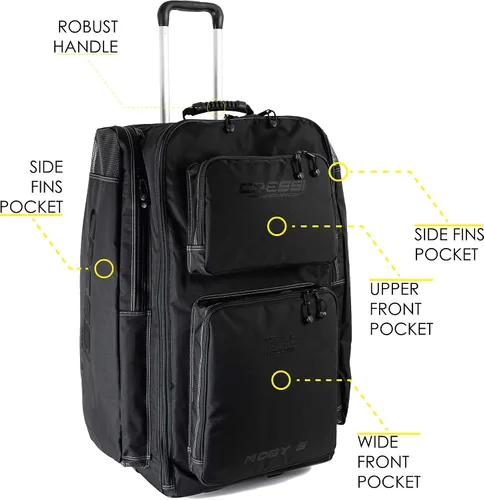 Vista 2 de Cressi Strong Capacity Roller Luggage Bag with Backpack Straps - Moby 5 designed in Italy