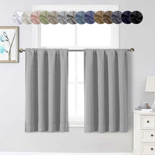 Vista 235 de Cortinas opacas para dormitorio, sala de estar, juego de 2 paneles de 54 pulgadas de largo, cortinas de oscurecimiento de habitación con aislamiento