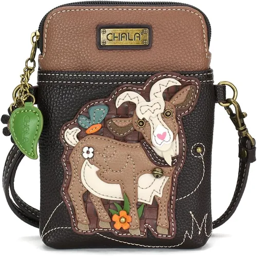 Vista 13 de CHALA Farm Animal Collection - Bolso cruzado para teléfono celular, piel sintética, lona, multicolor, con correa ajustable Vaca - Rayas Negras