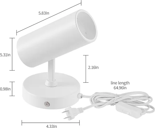 Vista 6 de Aisilan - Focos de pared LED para interiores, enchufe con interruptor, luces elevadoras ajustables para iluminación de pared, 12 W COB 3000K CRI97