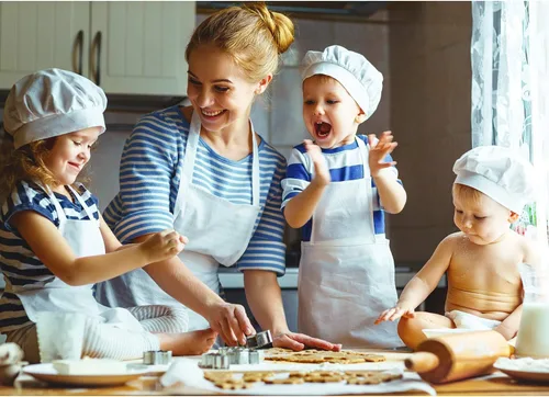 Vista 4 de Yaomiao Paquete de 4 delantales para niños, delantal ajustable con bolsillo, para cocinar, hornear, pintura, actividades