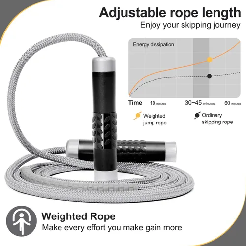 Vista 5 de Cuerdas de salto con peso de 1 libra para fitness, mujeres y hombres, asas de aluminio para MMA, boxeo, crossfit, entrenamientos de pérdida